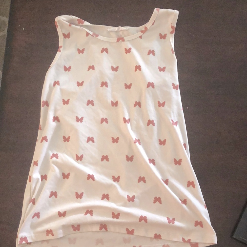 Cute worn butterfly tank top kids size L 14